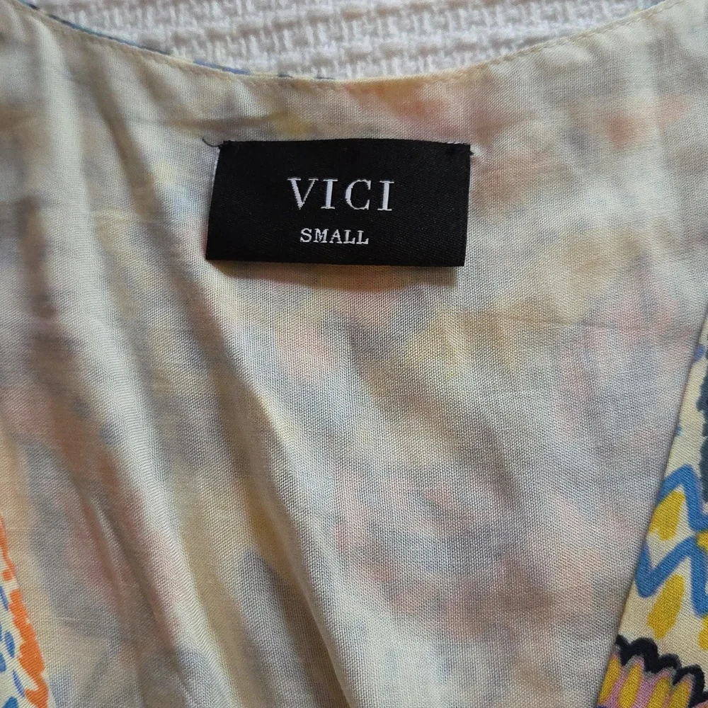 Vici Floral Maxi High- Low Dress in Blue and Yellow Floral Design With Tie - Picture 2 of 8